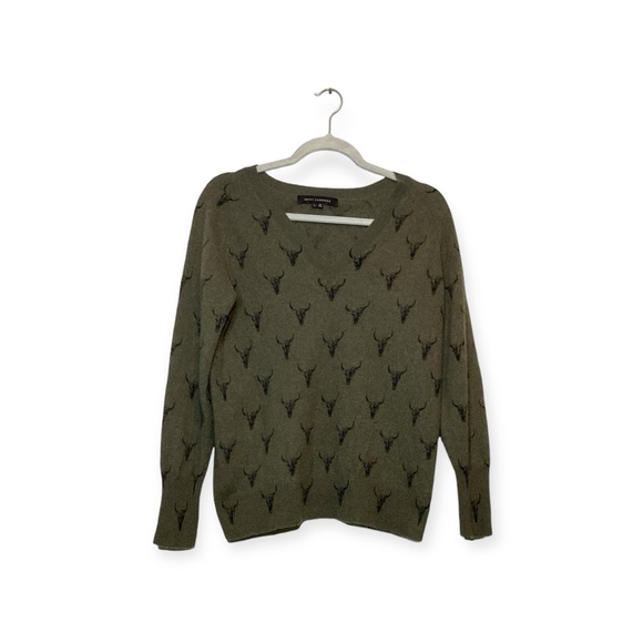 Skull Cashmere Sweaters - Women’s Skull Cashmere olive green steer skull sweater, size large